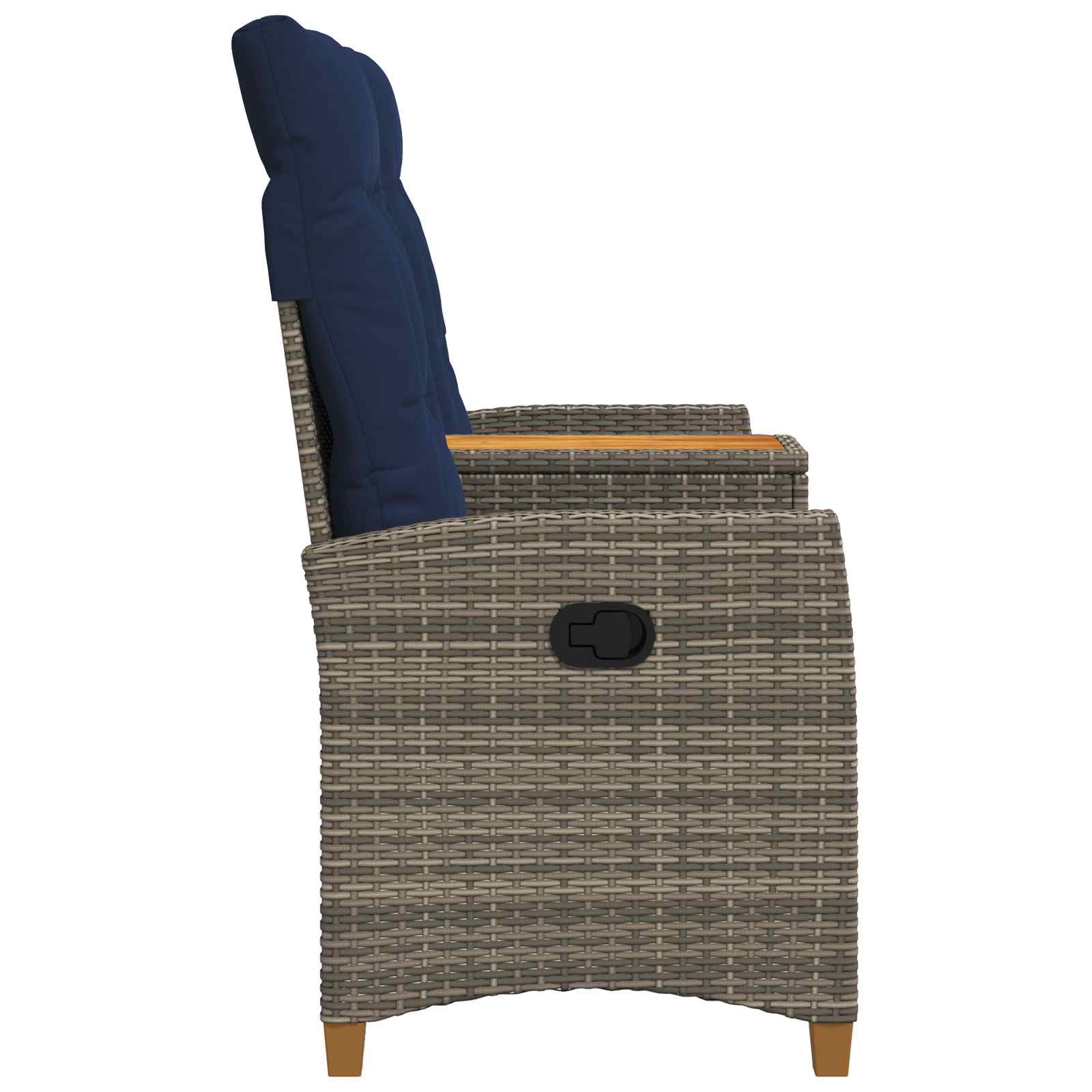 Panchina reclinabile con tavolo Grigio e Blu Navy polyrattan | homemem39