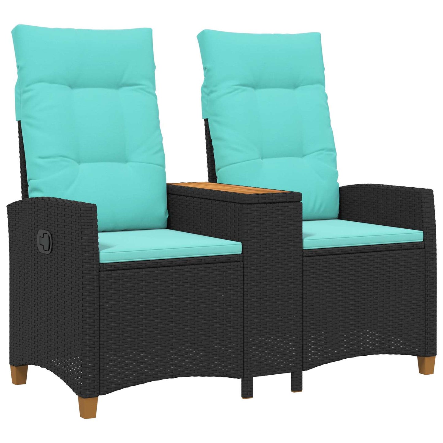 Panchina reclinabile con tavolo Nero e Turchese polyrattan | homemem39