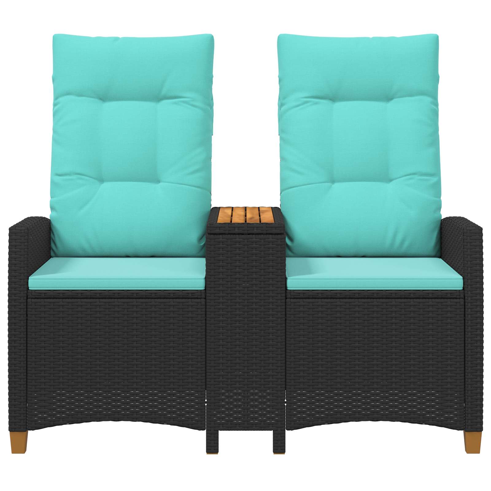 Panchina reclinabile con tavolo Nero e Turchese polyrattan | homemem39