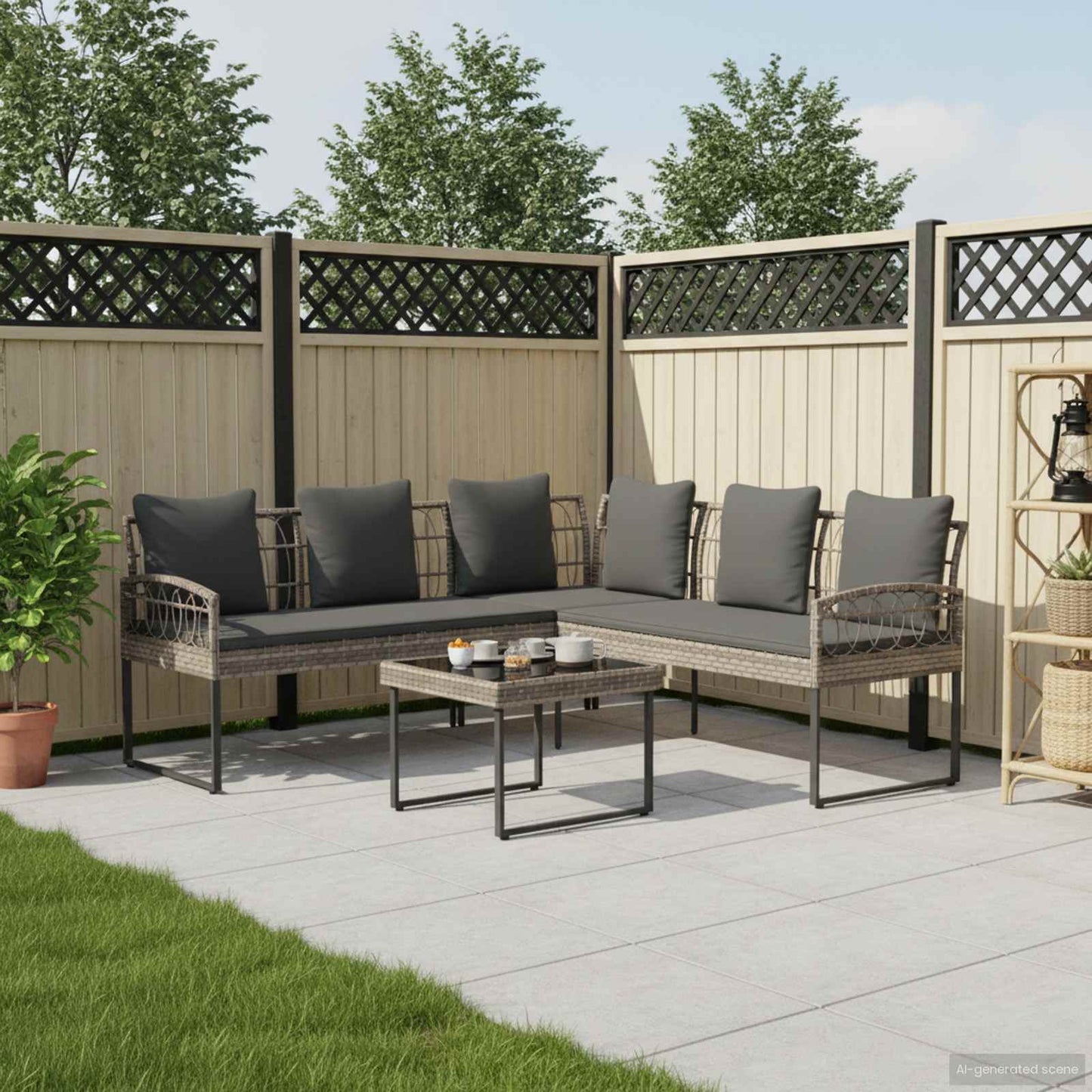 Set Divano da Giardino con cuscino 2 pcs Grigio