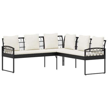Set Divano da Giardino con cuscino 2 pcs Nero e Crema
