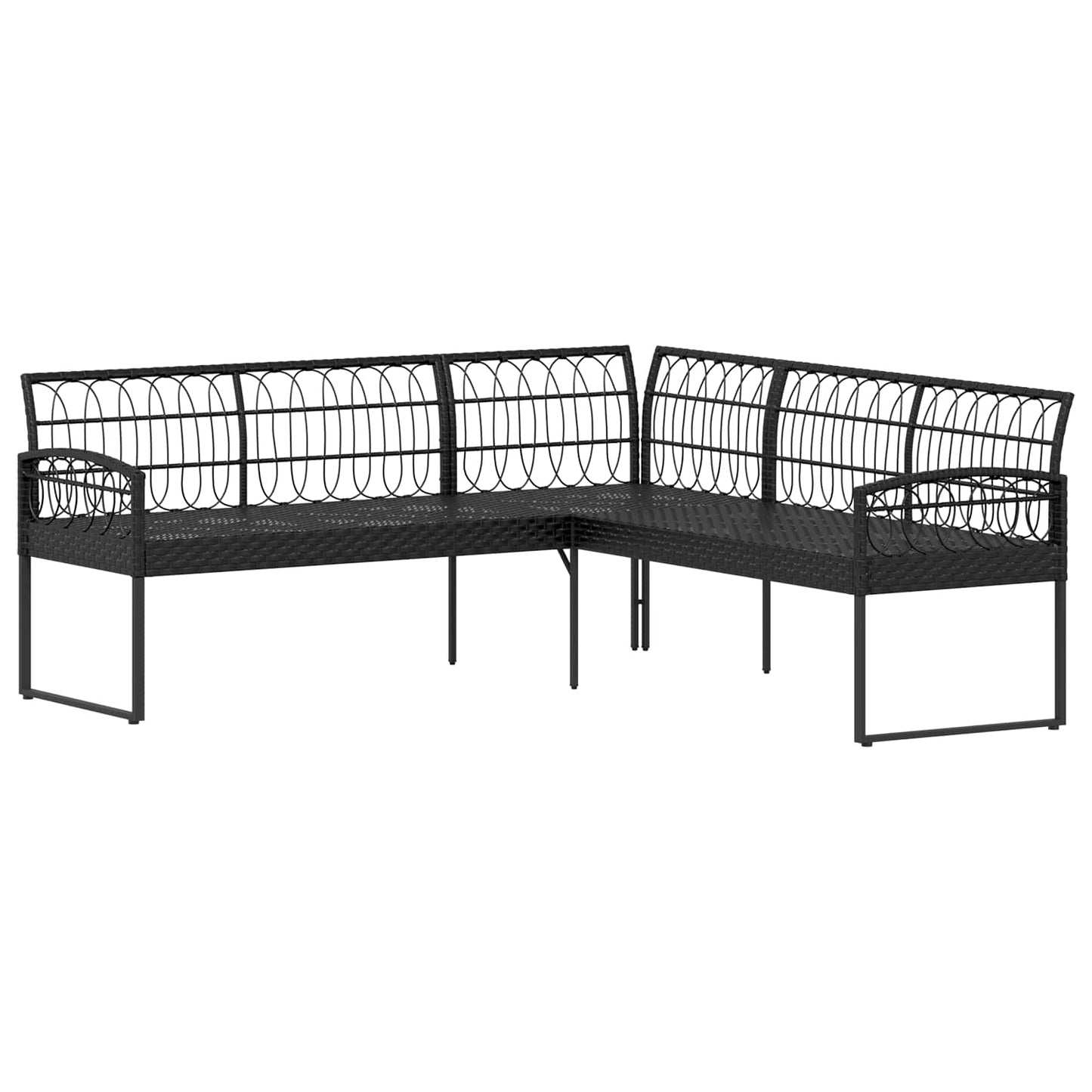 Set Divano da Giardino con cuscino 2 pcs Nero e Crema