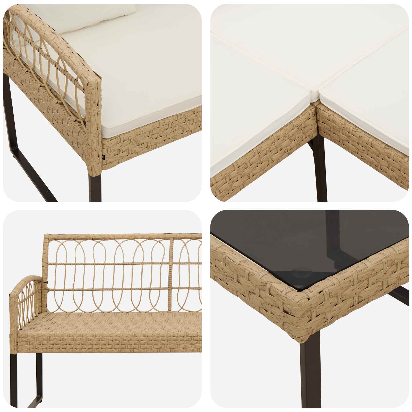 Set Divano da Giardino 2 pcs Naturale Rattan sintetico Acciaio | homemem39