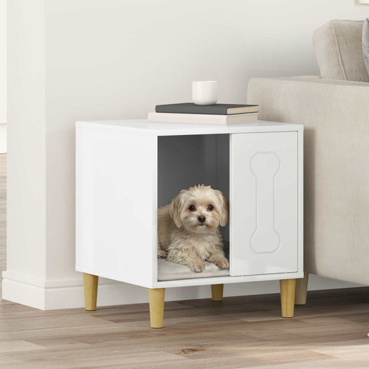 Cuccia per cani Bianco Lucido 44 x 42 x 49 cm Legno multistrato | homemem39