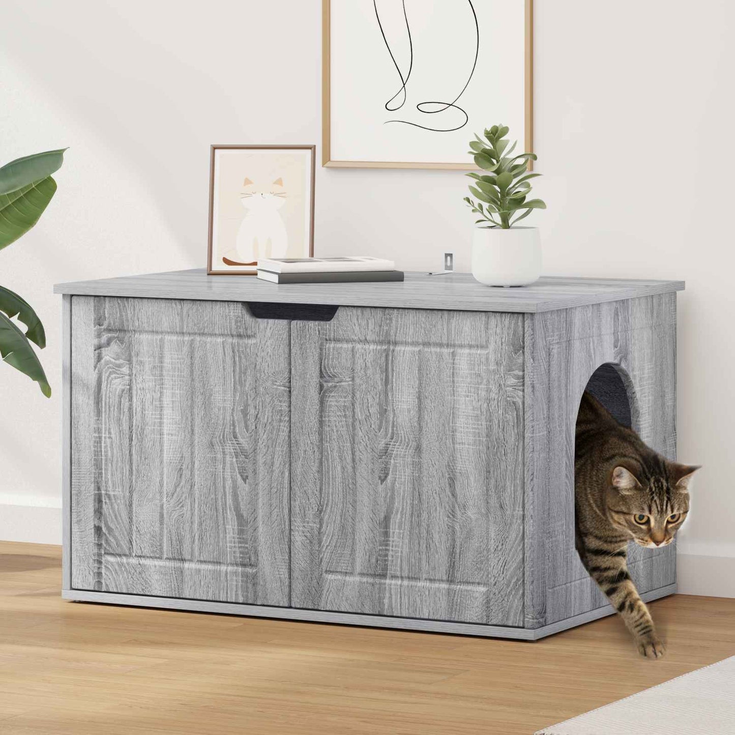 Casa per Gatti Grigio Sonoma 85 x 55 x 50,5 cm | homemem39