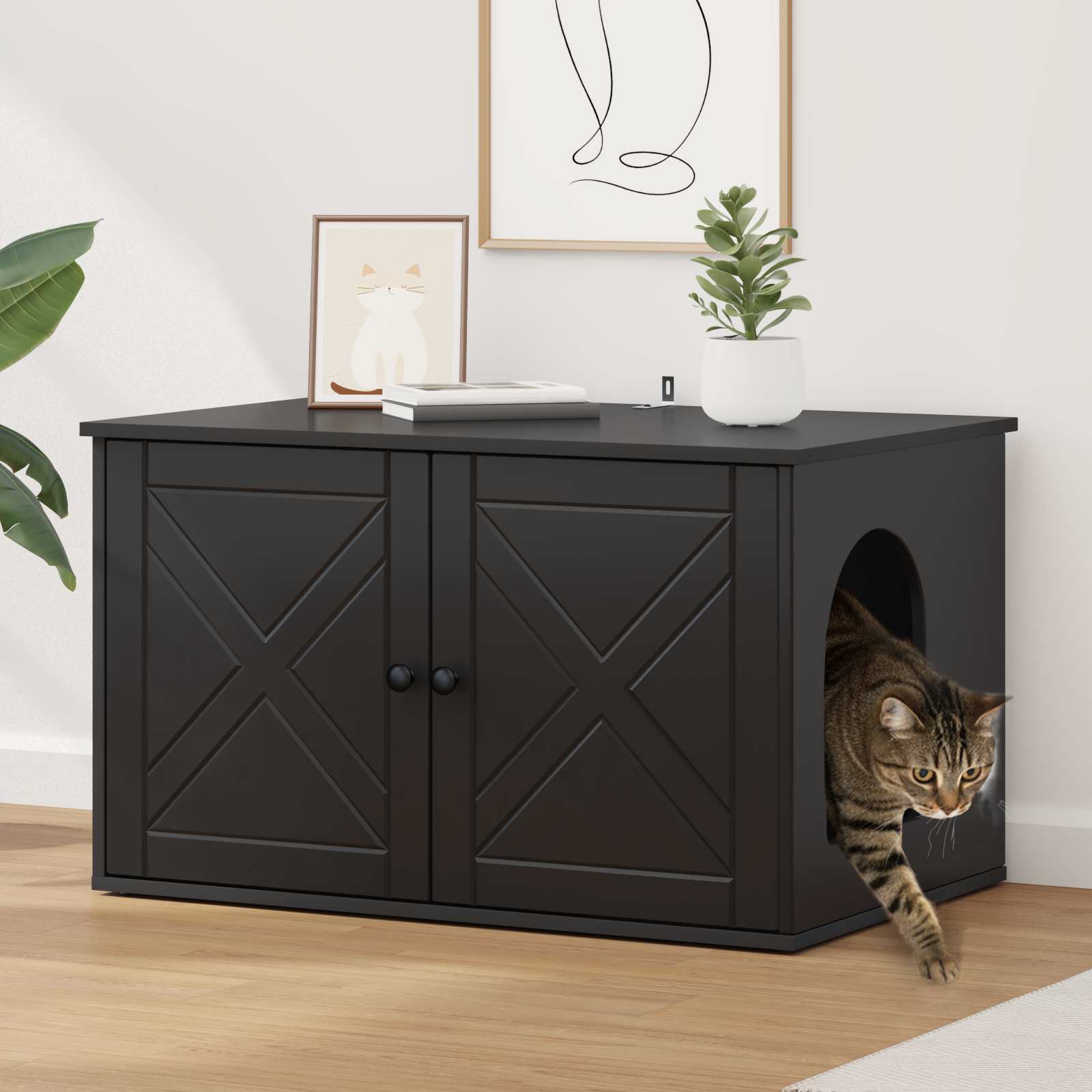 Casa per Gatti Nero 85 x 55 x 50,5 cm Legno multistrato | homemem39
