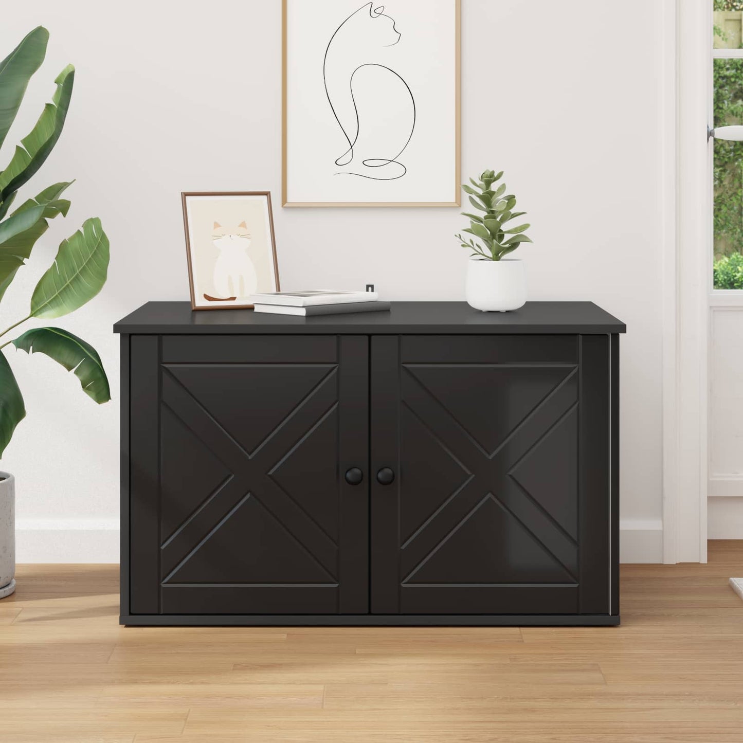 Casa per Gatti Nero 85 x 55 x 50,5 cm Legno multistrato | homemem39