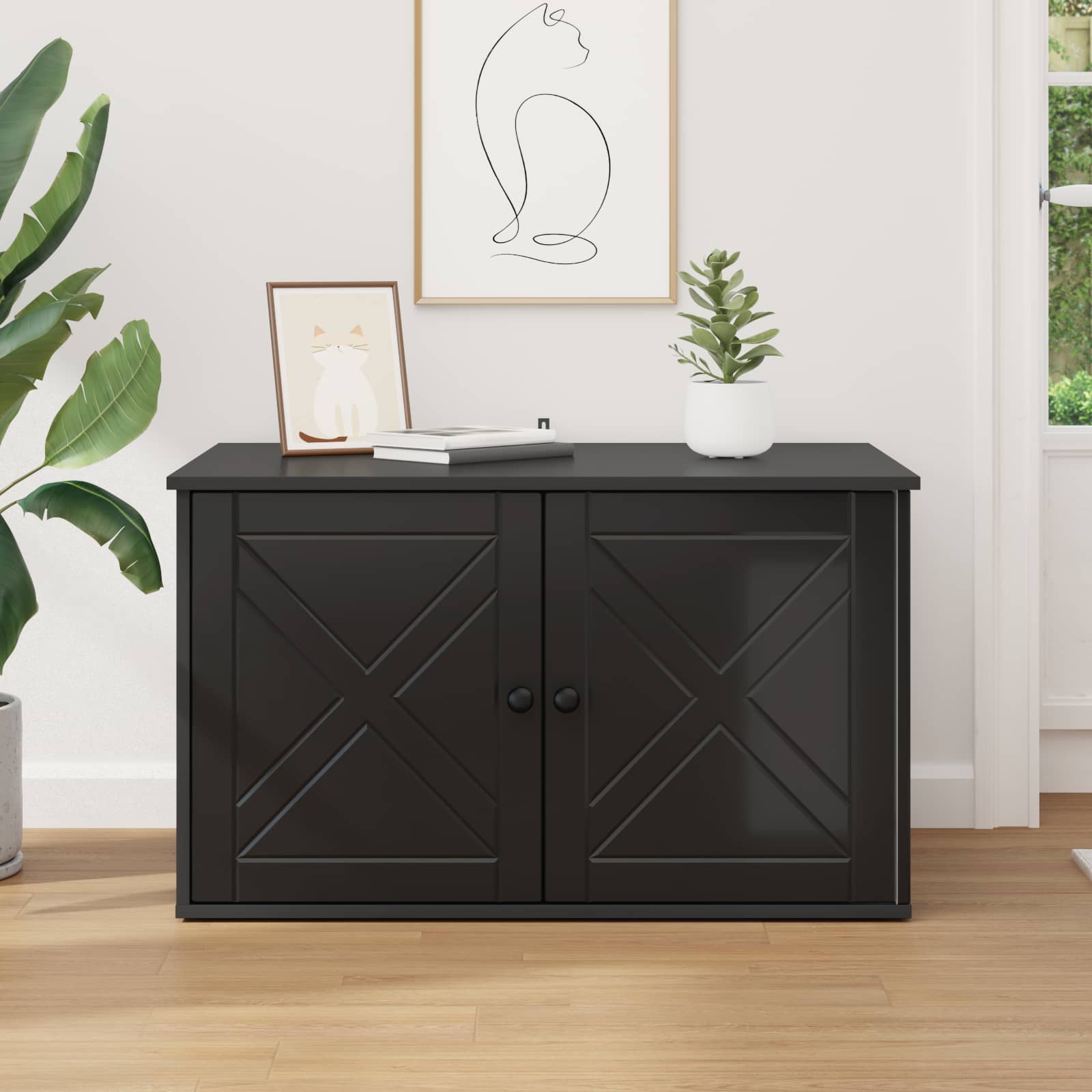 Casa per Gatti Nero 85 x 55 x 50,5 cm Legno multistrato | homemem39