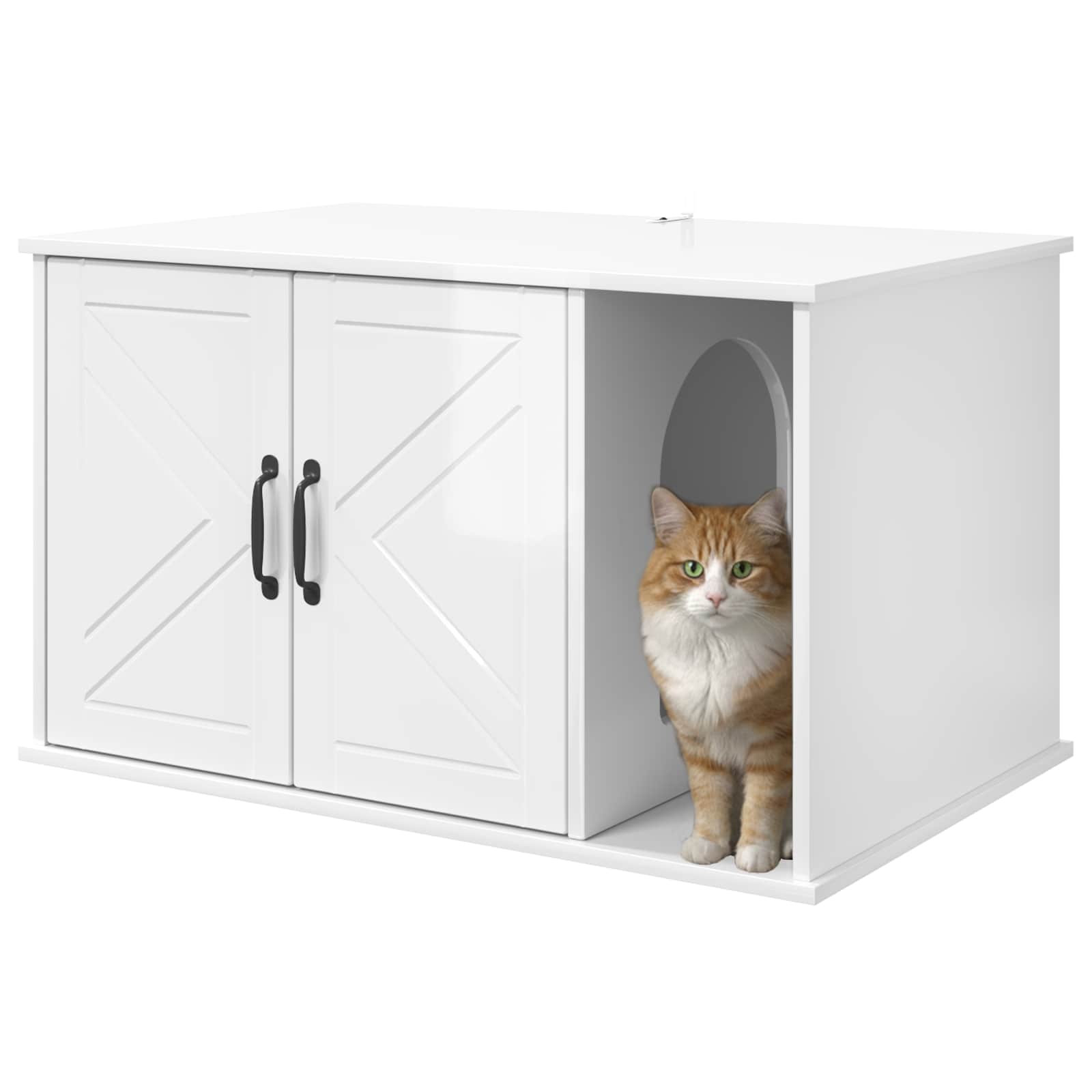 Casa per Gatti Bianco Lucido 85 x 55 x 50 cm Legno multistrato | homemem39