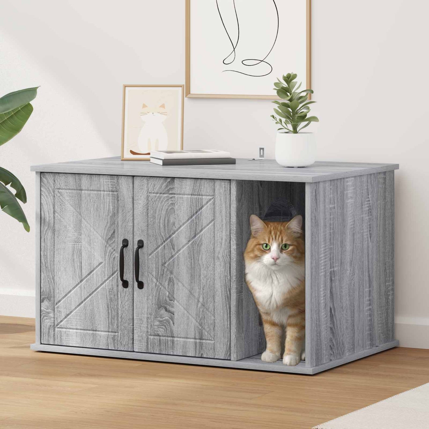 Casa per Gatti Grigio Sonoma 85 x 55 x 50 cm Legno multistrato