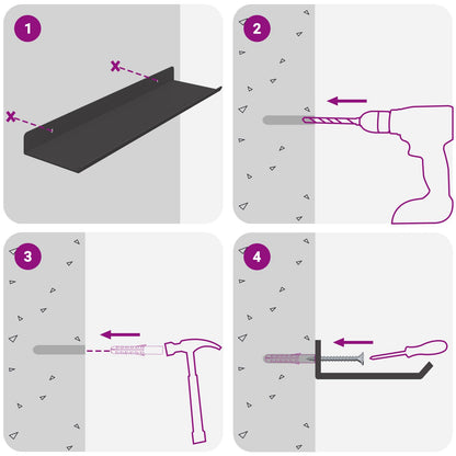 Scaffale da parete con lo scaffale 3 pcs Nero 80 x 9 x 2.5 cm