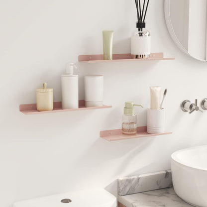 Mensola sospesa 3 pcs Rosa 40 x 9 x 2,5 cm Acciaio | homemem39