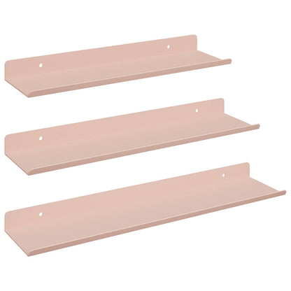 Mensola sospesa 3 pcs Rosa 40 x 9 x 2,5 cm Acciaio | homemem39