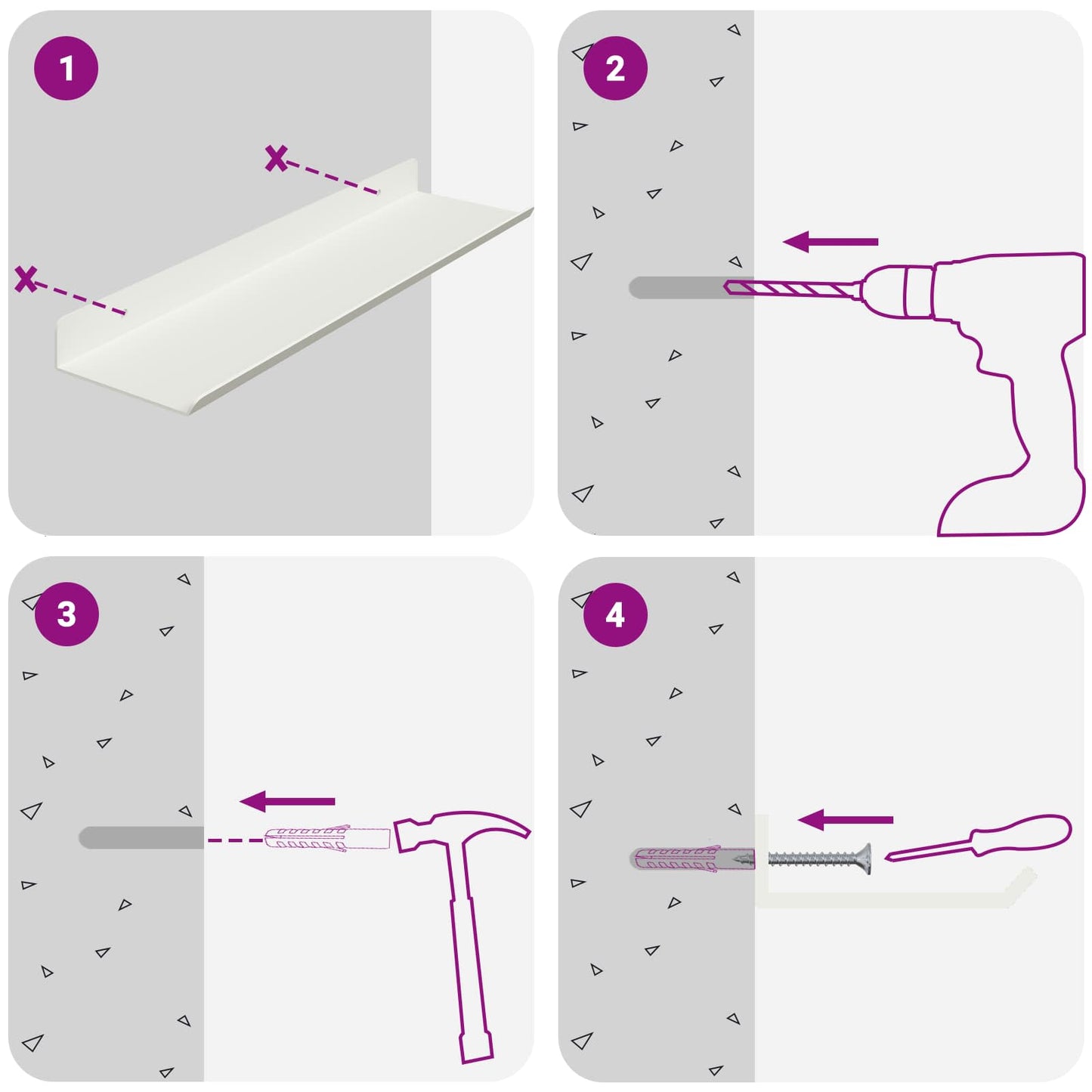 Mensola sospesa 3 pcs Bianco 40 x 9 x 2,5 cm Acciaio | homemem39