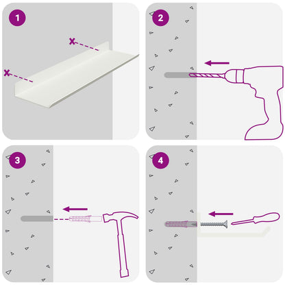 Mensola sospesa 3 pcs Bianco 40 x 9 x 2,5 cm Acciaio | homemem39