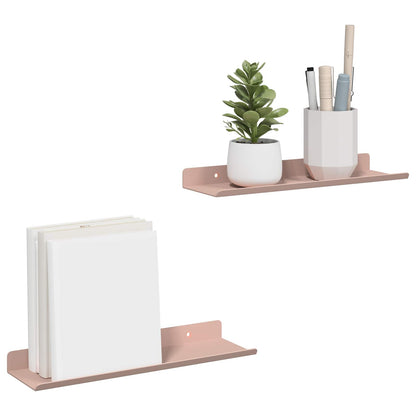 Mensola sospesa 2 pcs Rosa 30 x 9 x 2,5 cm Acciaio