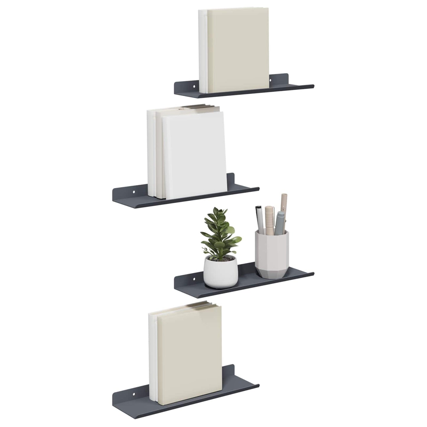 Mensola sospesa 4 pcs Antracite 30 x 9 x 2,5 cm Acciaio | homemem39