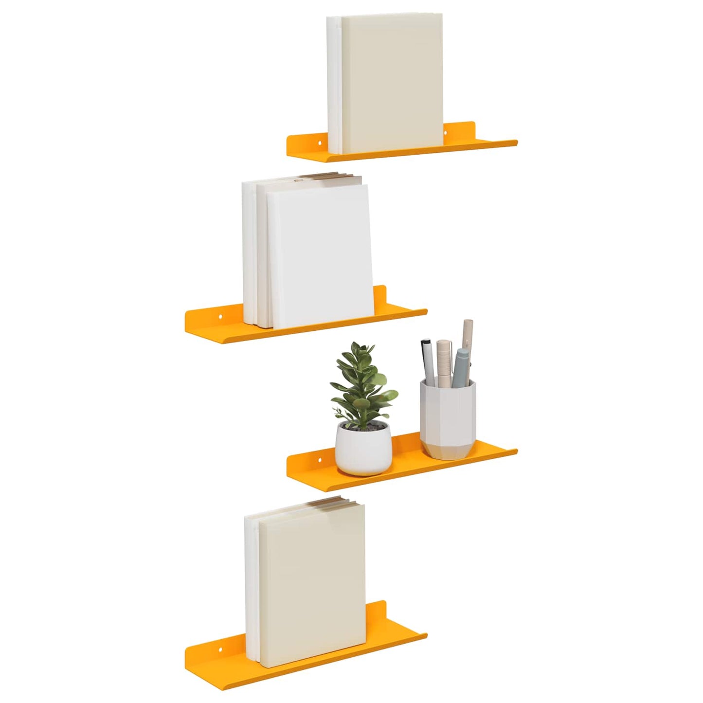 Mensola sospesa 4 pcs Giallo senape 30 x 9 x 2,5 cm Acciaio | homemem39