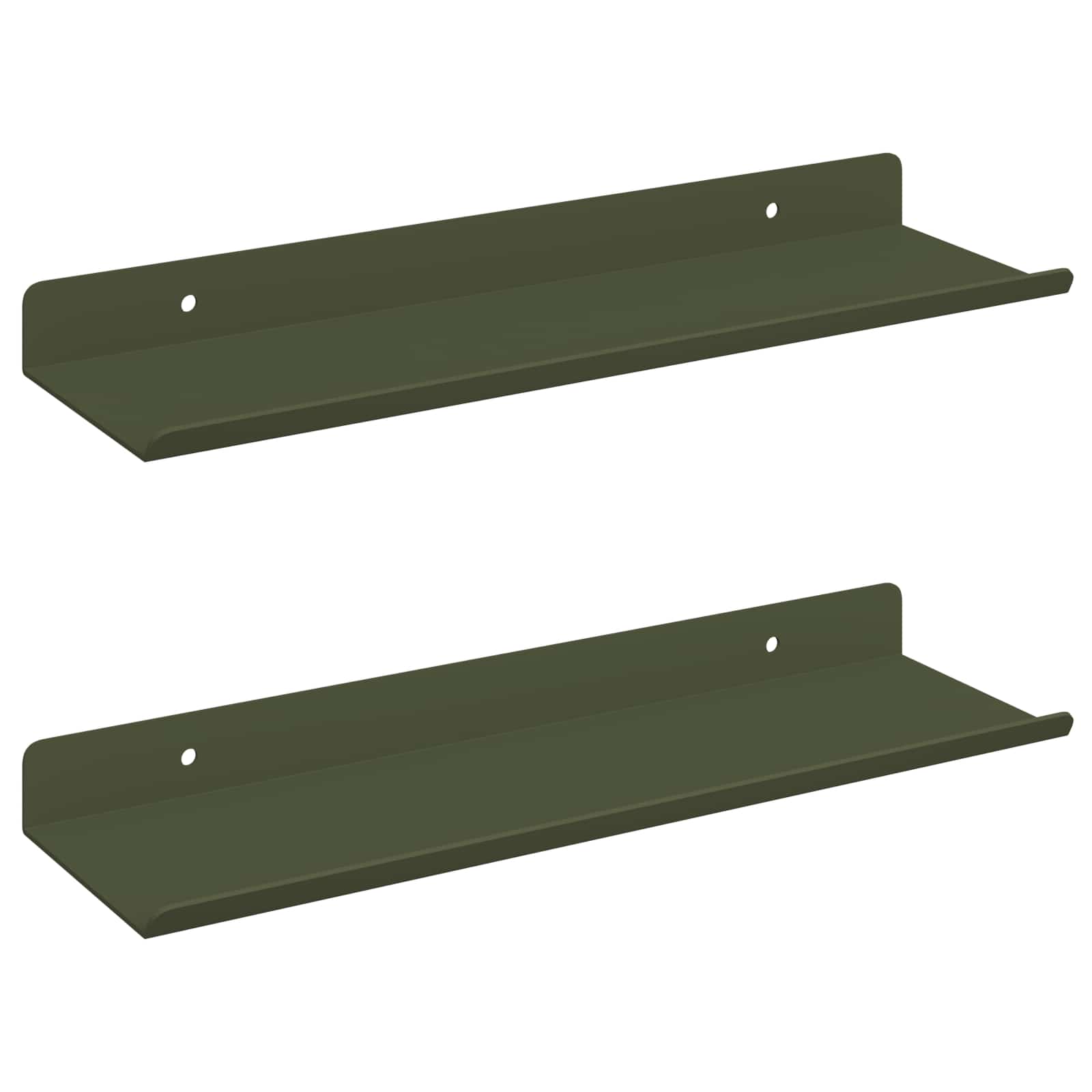 Mensola sospesa 2 pcs Verde oliva 30 x 9 x 2,5 cm Acciaio | homemem39