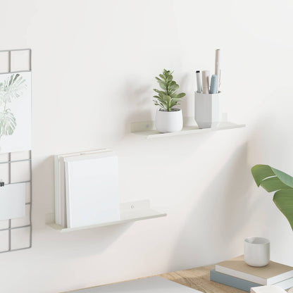 Mensola sospesa 2 pcs Bianco 30 x 9 x 2,5 cm Acciaio | homemem39