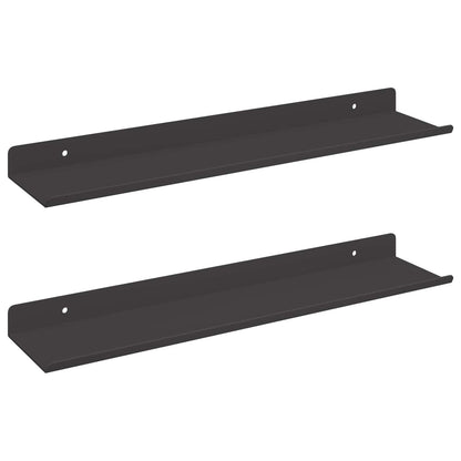 Scaffale da parete con lo scaffale 2 pcs Nero 80 x 9 x 2.5 cm