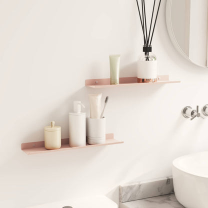Mensola sospesa 2 pcs Rosa 40 x 8,5 x 2,5 cm Acciaio | homemem39