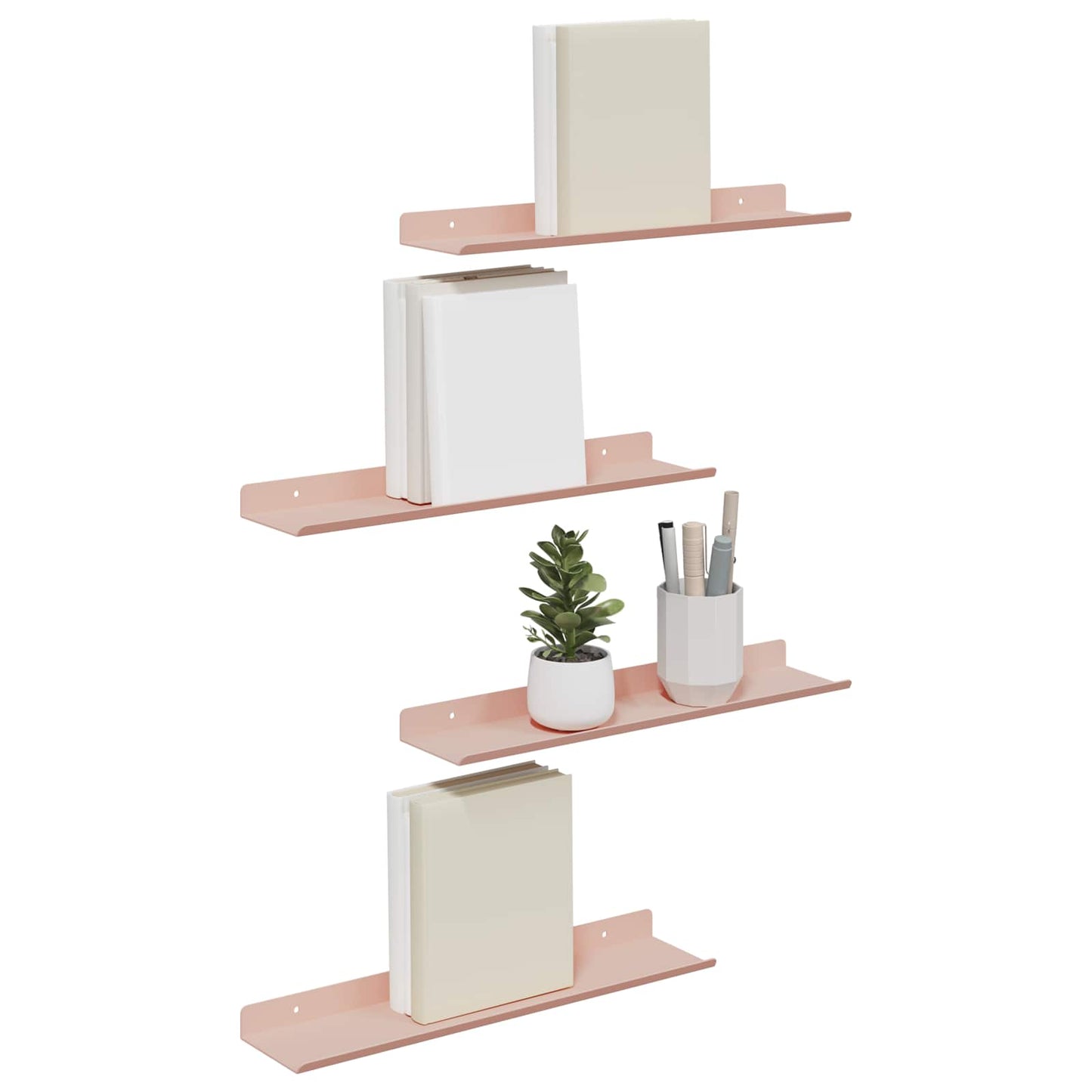 Mensola sospesa 4 pcs Rosa 40 x 8,5 x 2,5 cm Acciaio
