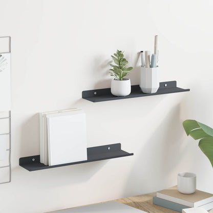 Mensola sospesa 2 pcs Antracite 40 x 8,5 x 2,5 cm Acciaio | homemem39