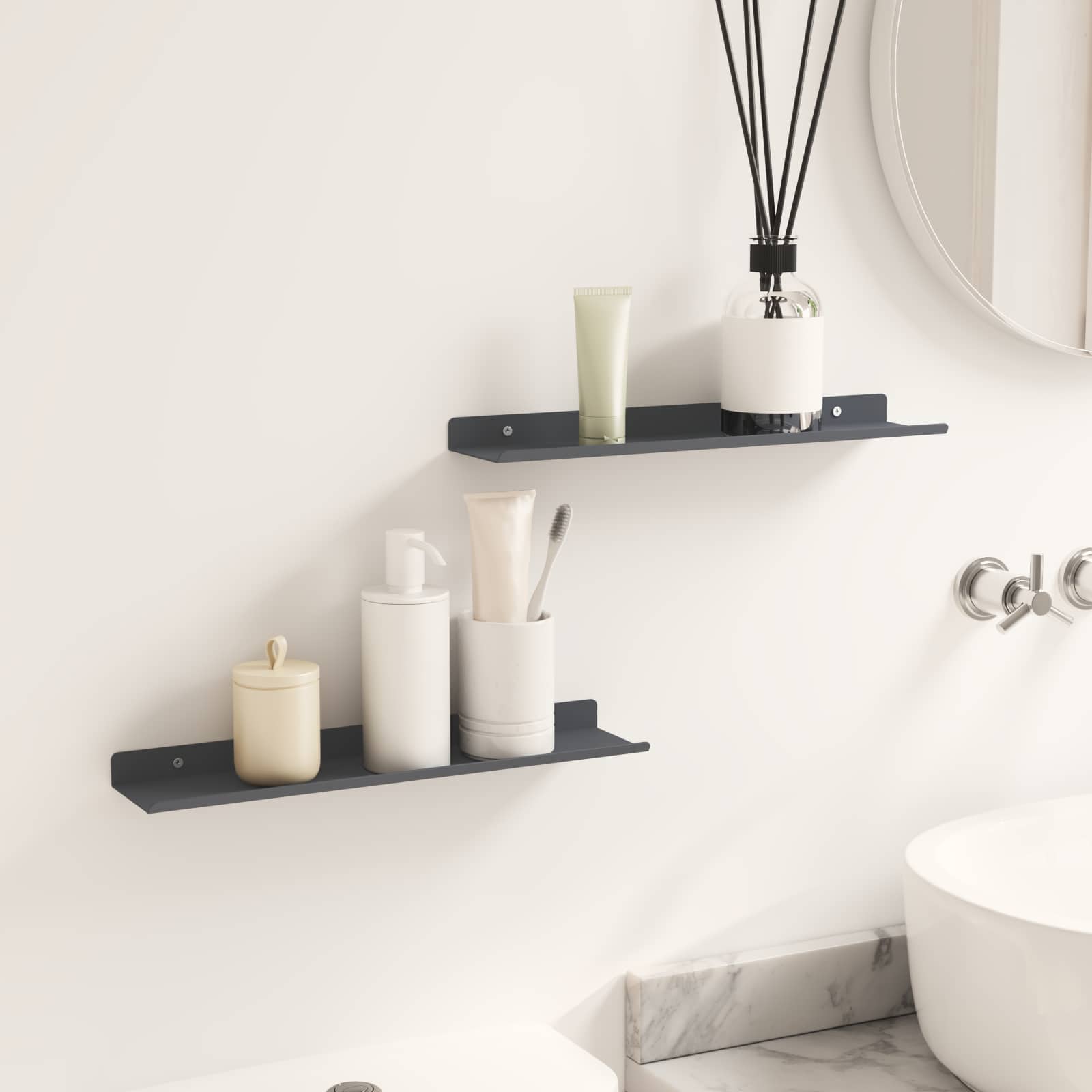 Mensola sospesa 2 pcs Antracite 40 x 8,5 x 2,5 cm Acciaio | homemem39