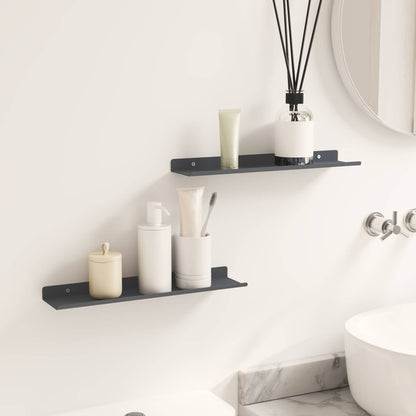 Mensola sospesa 2 pcs Antracite 40 x 8,5 x 2,5 cm Acciaio | homemem39