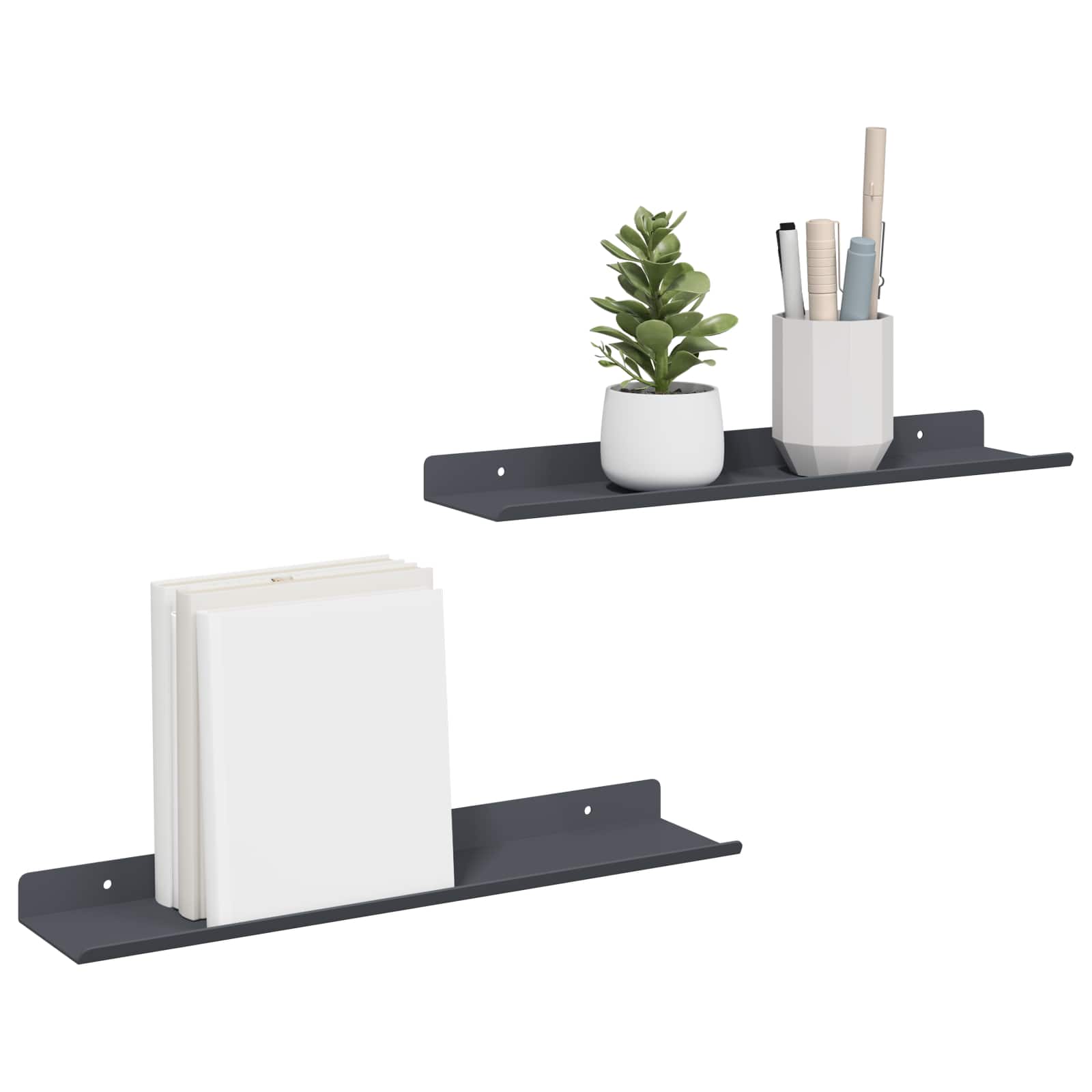 Mensola sospesa 2 pcs Antracite 40 x 8,5 x 2,5 cm Acciaio | homemem39