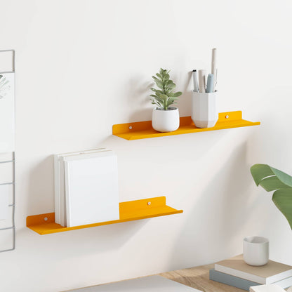 Mensola sospesa 2 pcs Giallo senape 40 x 8,5 x 2,5 cm Acciaio | homemem39