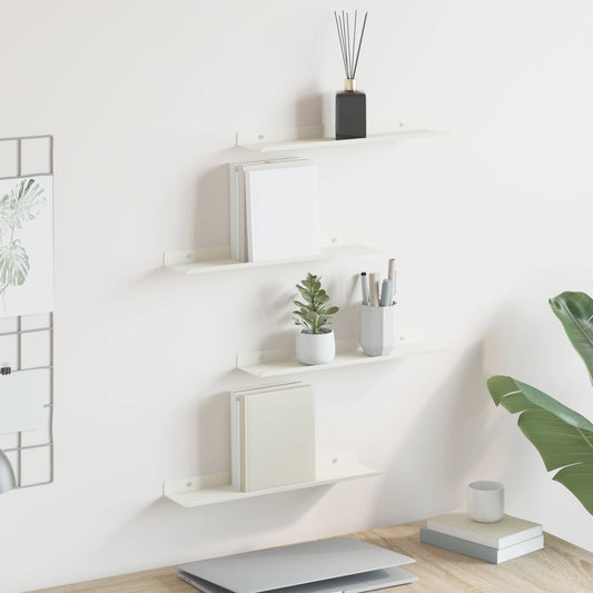 Mensola sospesa 4 pcs Bianco 40 x 8,5 x 2,5 cm Acciaio | homemem39