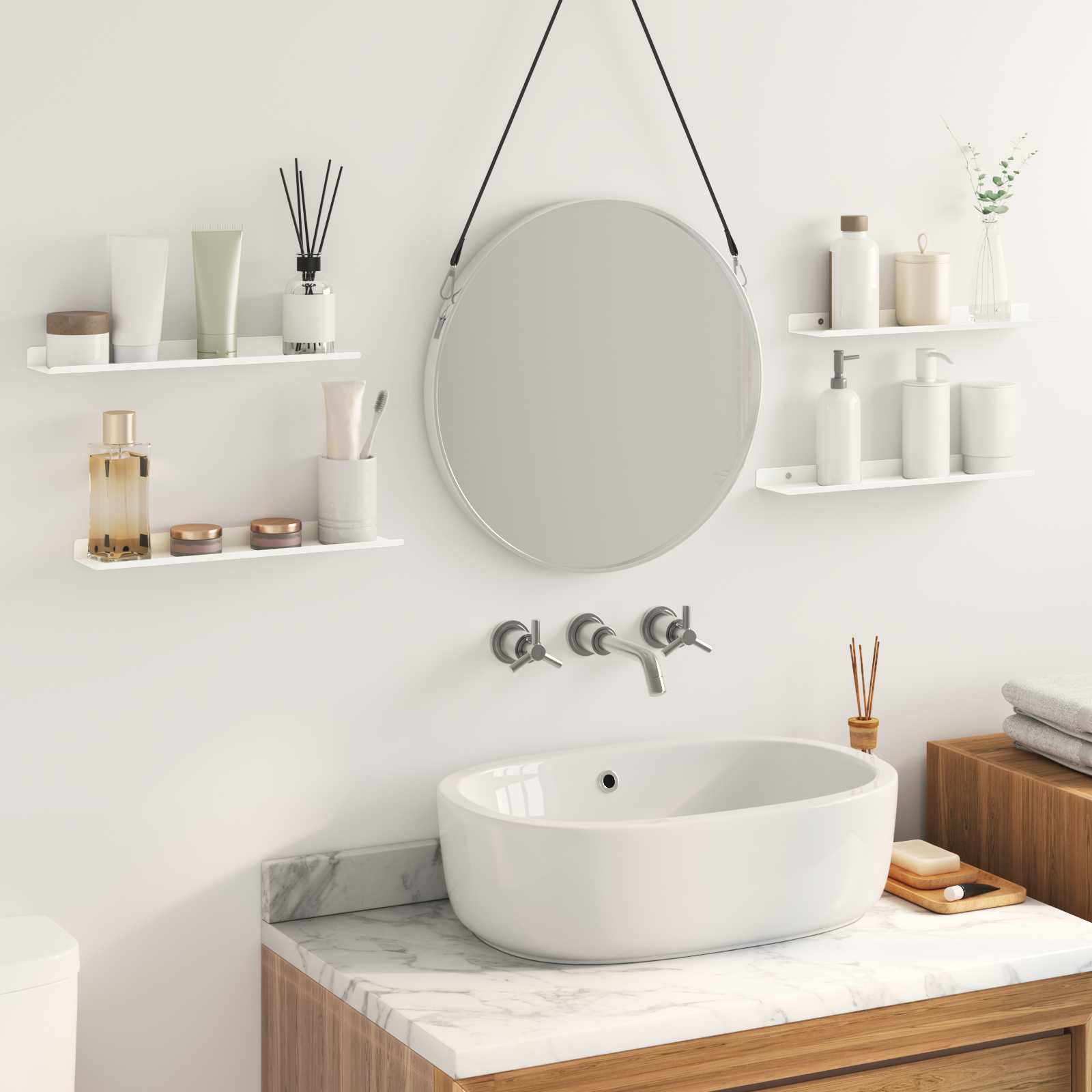 Mensola sospesa 4 pcs Bianco 40 x 8,5 x 2,5 cm Acciaio | homemem39