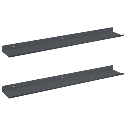 Mensola sospesa 2 pcs Antracite 60 x 8,5 x 2,5 cm Acciaio | homemem39