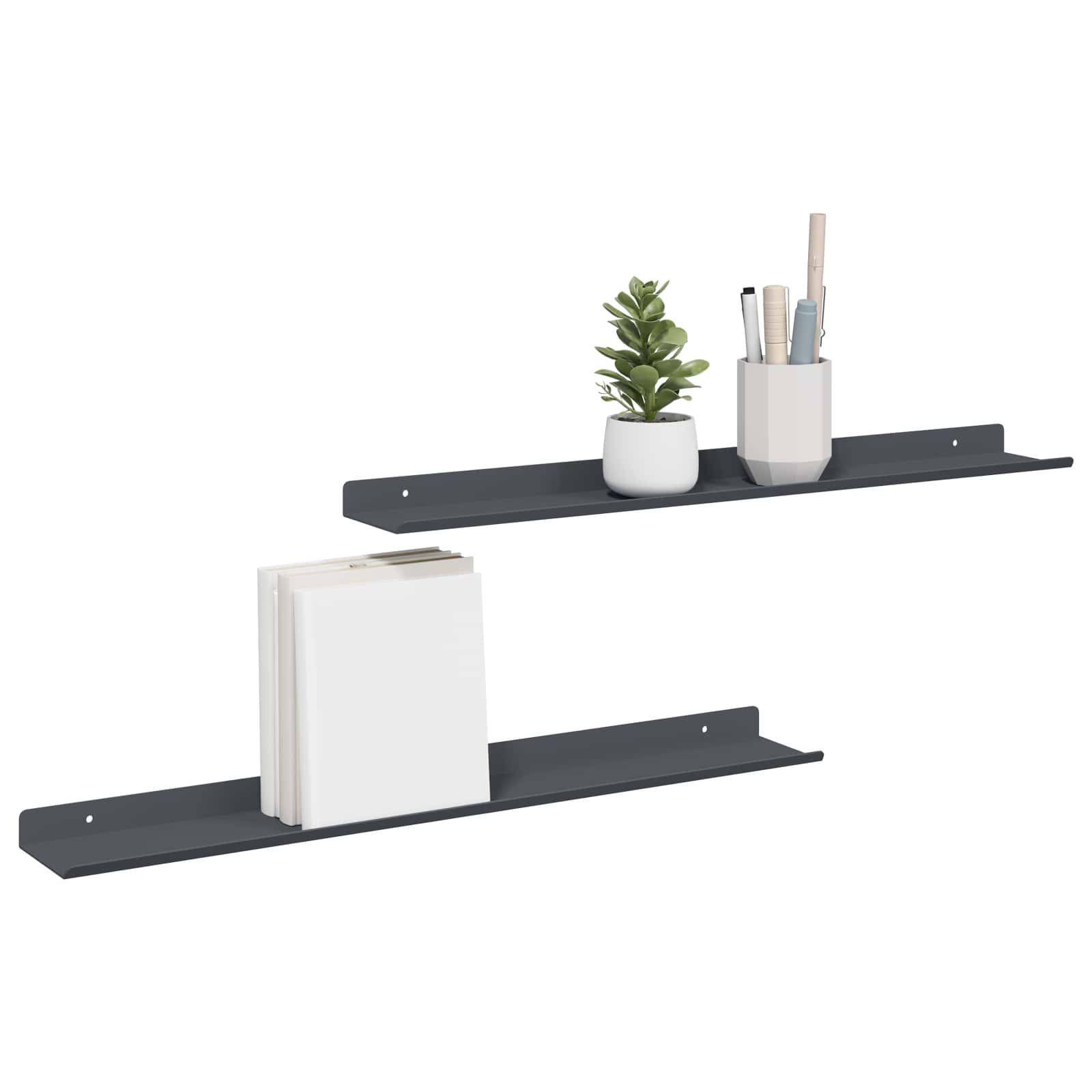 Mensola sospesa 2 pcs Antracite 60 x 8,5 x 2,5 cm Acciaio | homemem39