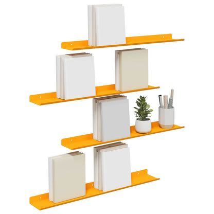 Mensola sospesa 4 pcs Giallo senape 60 x 8,5 x 2,5 cm Acciaio | homemem39