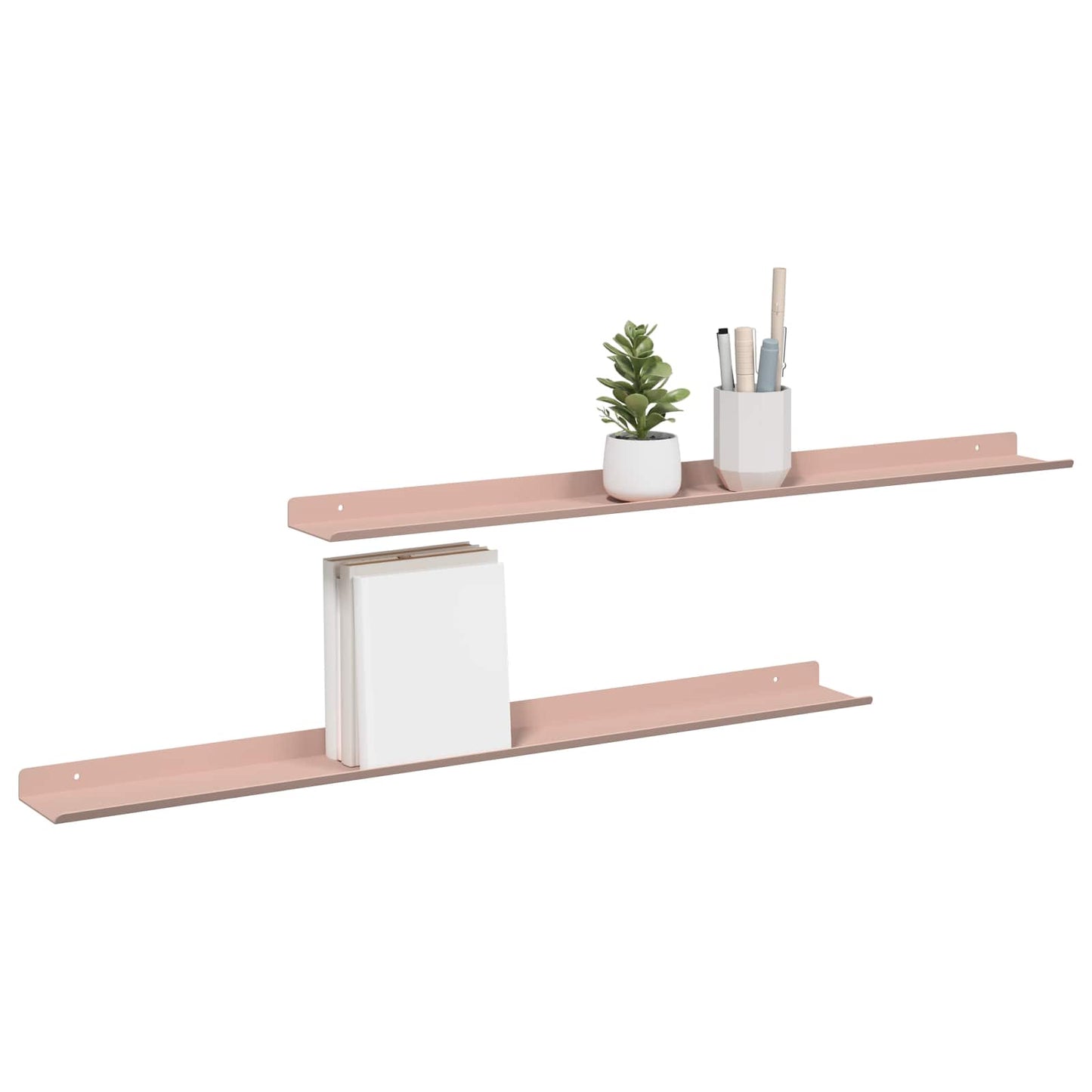 Mensola sospesa A parete 2 pcs Rosa 80 x 9 x 2,5 cm Acciaio | homemem39