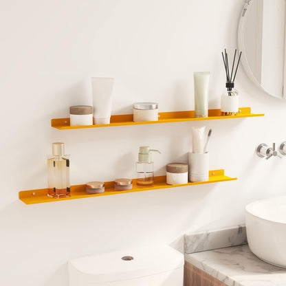 Mensola sospesa 2 pcs Giallo senape 80 x 9 x 2,5 cm Acciaio | homemem39
