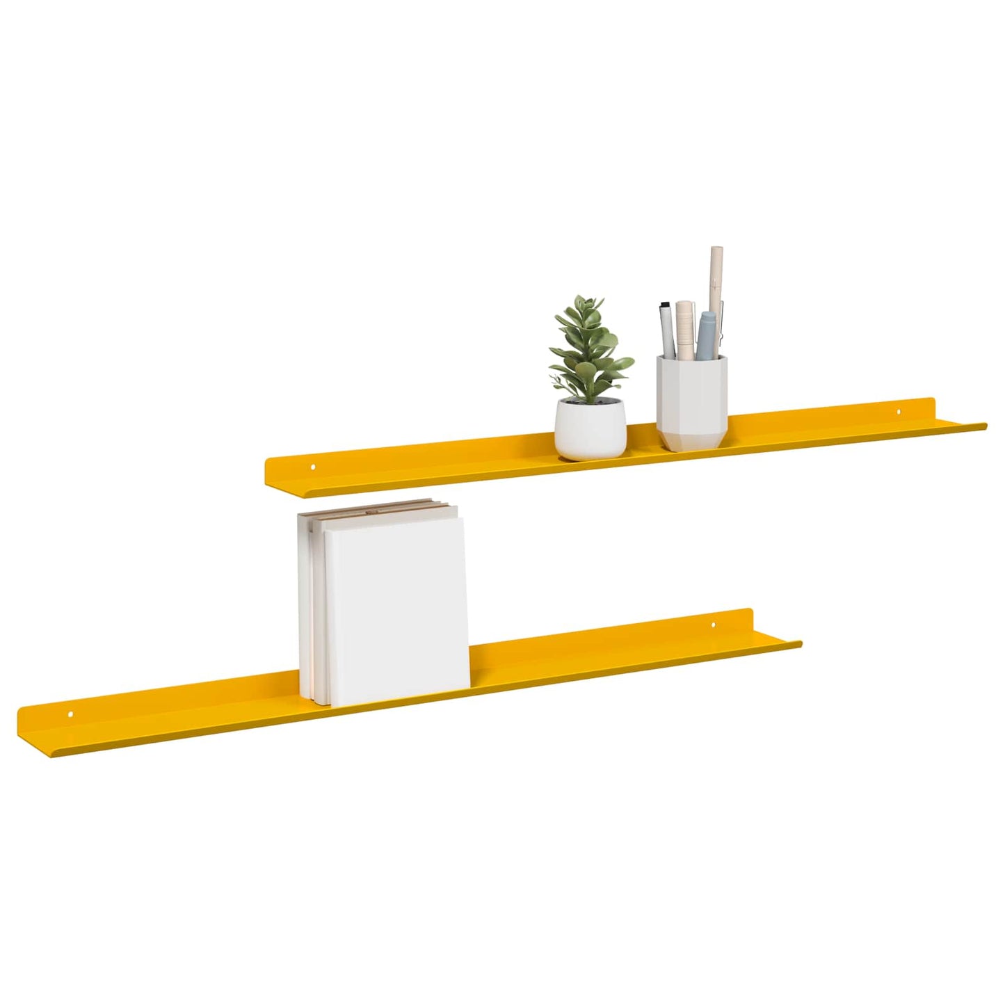 Mensola sospesa 2 pcs Giallo senape 80 x 9 x 2,5 cm Acciaio | homemem39