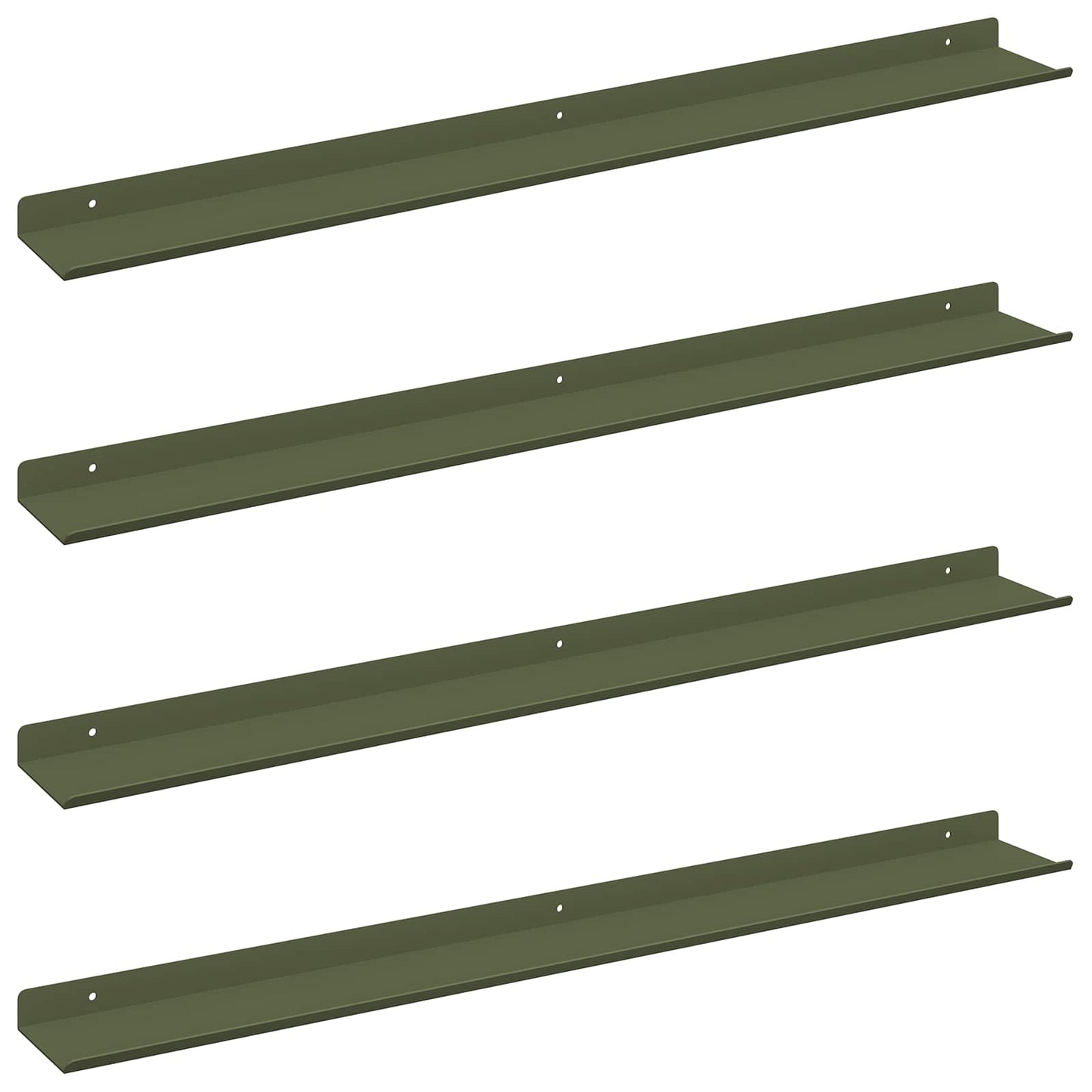 Mensola sospesa 4 pcs Verde oliva 80 x 9 x 2,5 cm Acciaio | homemem39