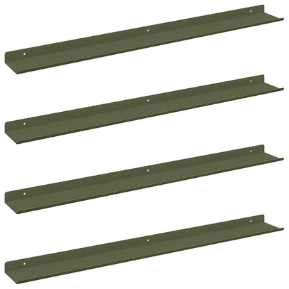 Mensola sospesa 4 pcs Verde oliva 80 x 9 x 2,5 cm Acciaio | homemem39