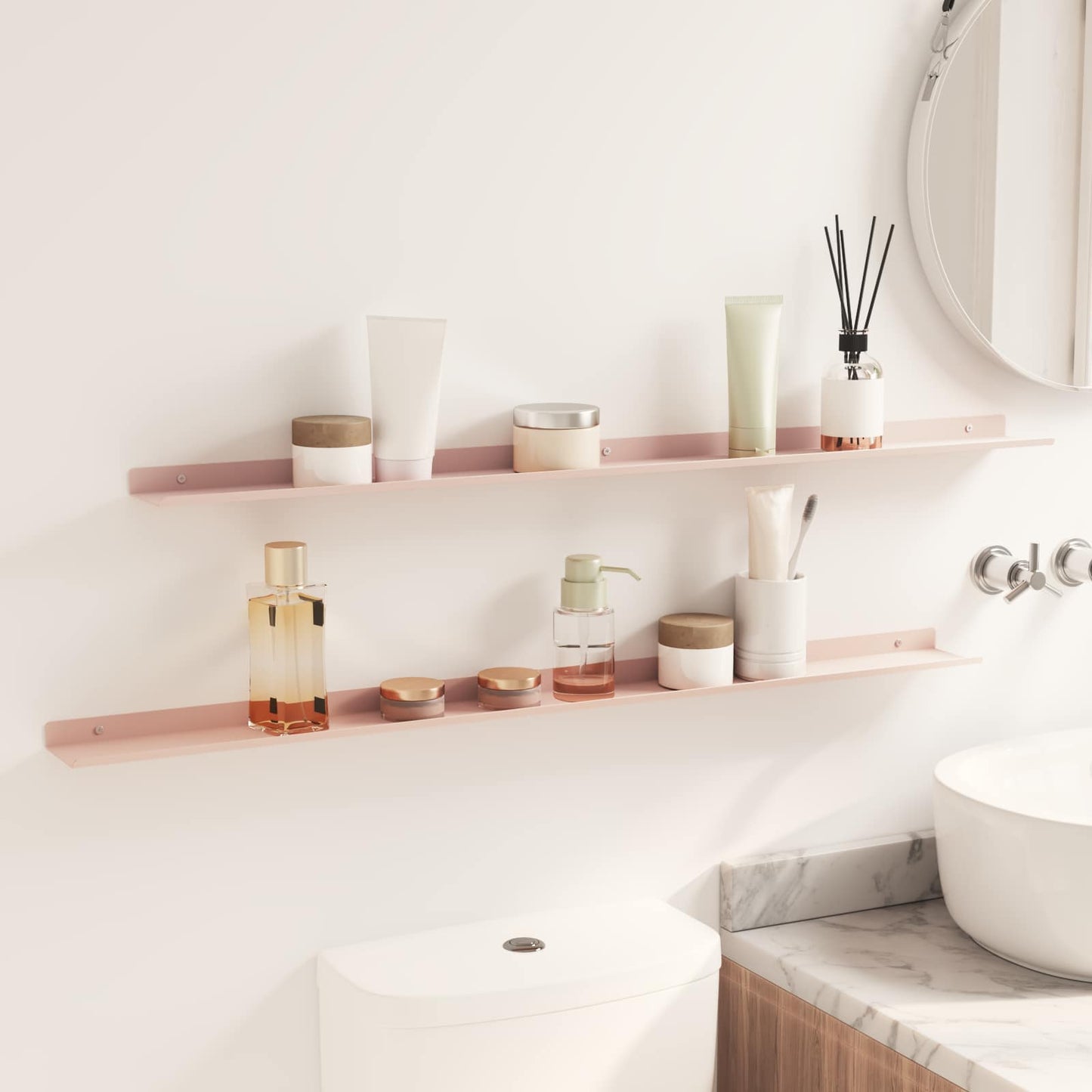 Mensola sospesa 2 pcs Rosa 100 x 9 x 2,5 cm Acciaio | homemem39