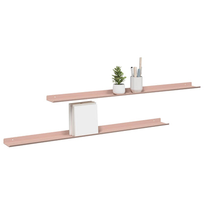 Mensola sospesa 2 pcs Rosa 100 x 9 x 2,5 cm Acciaio | homemem39