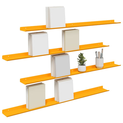 Mensola sospesa 4 pcs Giallo senape 100 x 9 x 2,5 cm Acciaio | homemem39