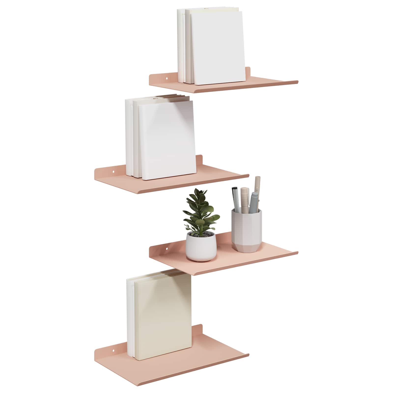 Mensola sospesa 4 pcs Rosa 30 x 18 x 2,5 cm Acciaio | homemem39