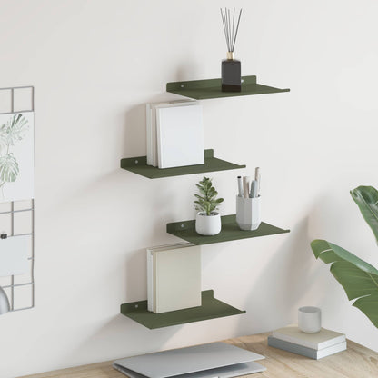 Mensola sospesa 4 pcs Verde oliva 30 x 18 x 2,5 cm Acciaio | homemem39