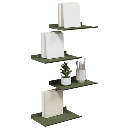 Mensola sospesa 4 pcs Verde oliva 30 x 18 x 2,5 cm Acciaio | homemem39