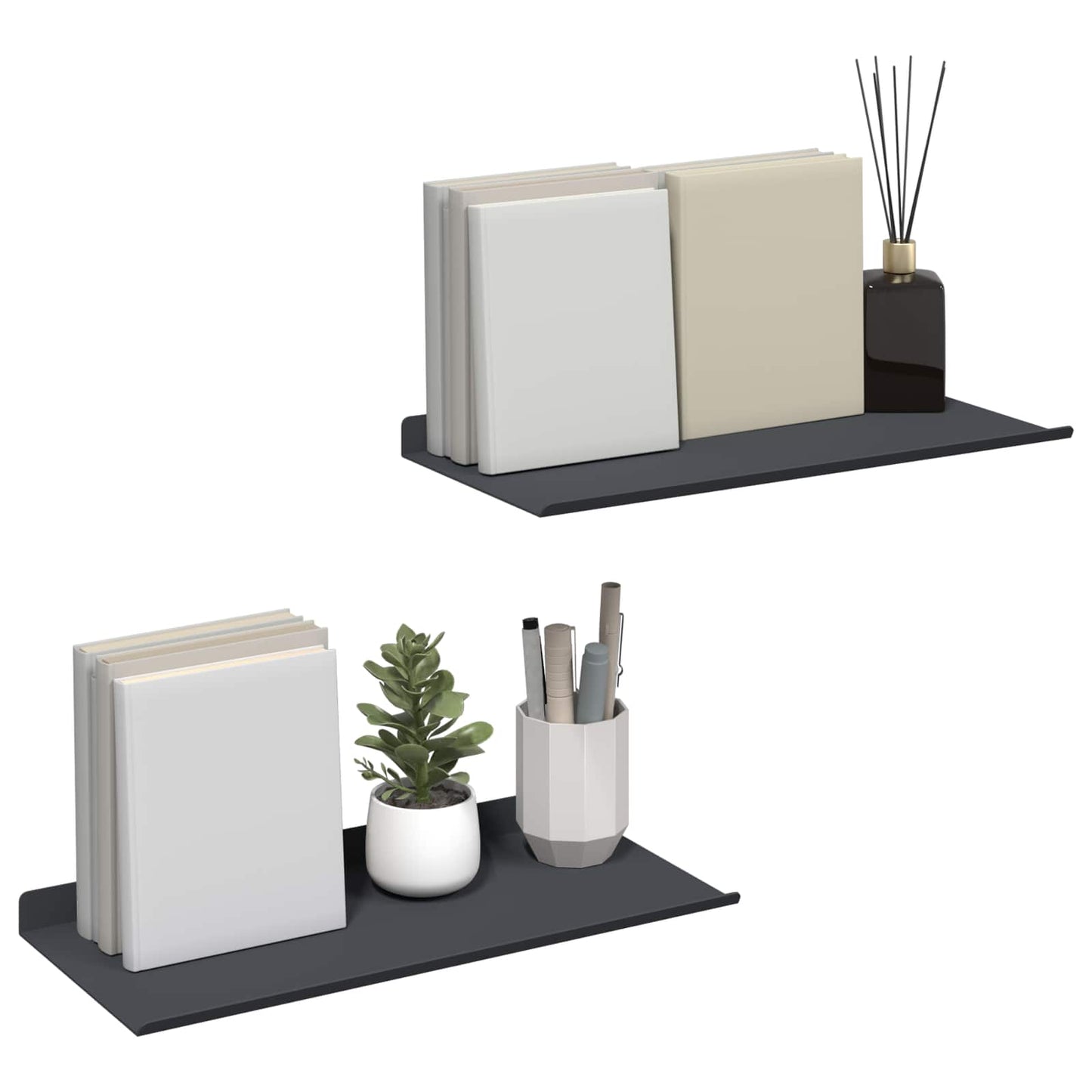 Mensola sospesa 2 pcs Antracite 40 x 18 x 2,5 cm Acciaio | homemem39
