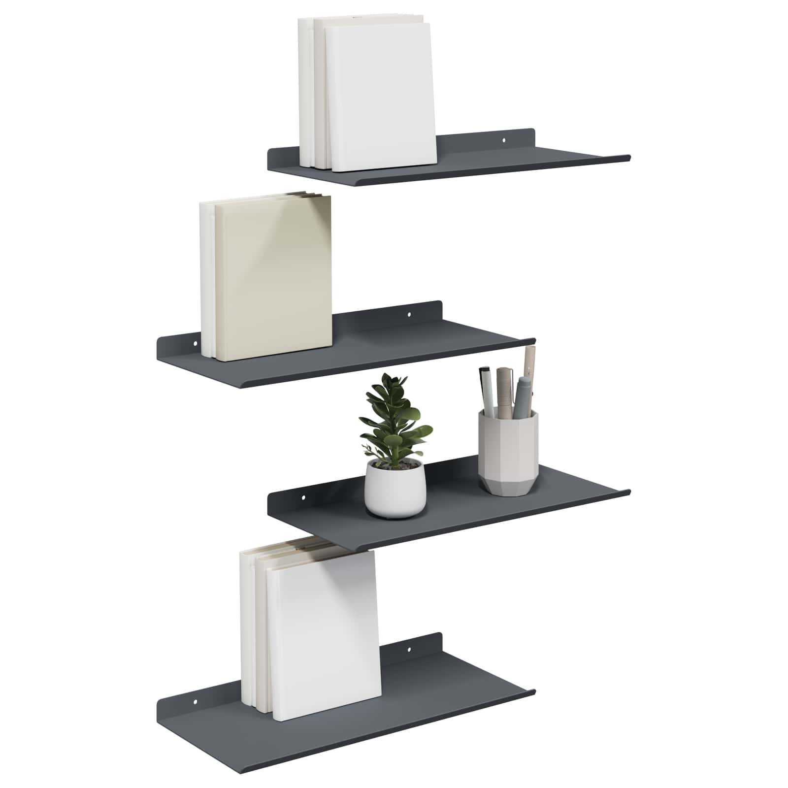 Mensola sospesa 4 pcs Antracite 40 x 18 x 2,5 cm Acciaio | homemem39